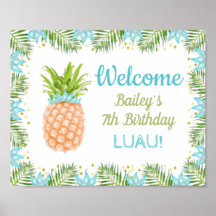 Aloha Luau Birthday Party Decor Blue Gold Welcome