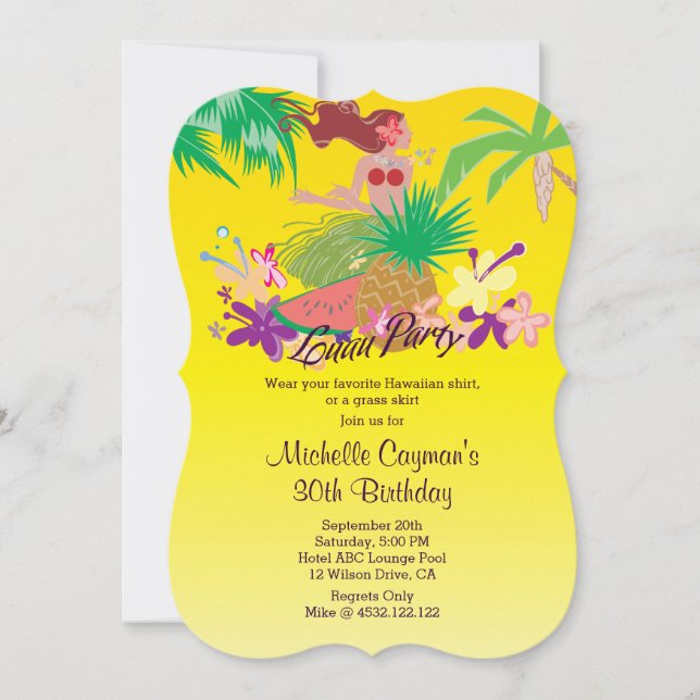 Aloha Luau Birthday Party Invitation (Front)