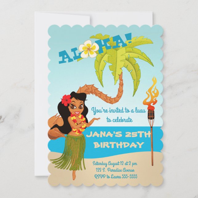 Aloha Luau Birthday Party Invitation (Front)