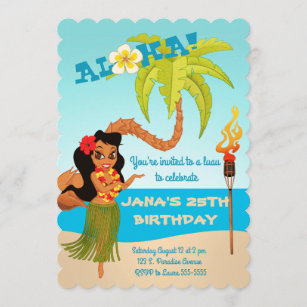 Aloha Luau Birthday Party Invitation