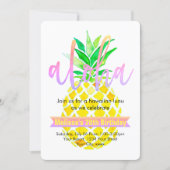 aloha luau birthday party watercolor pineapple invitation (Front)