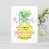 aloha luau birthday party watercolor pineapple invitation (Standing Front)