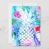 aloha luau birthday party watercolor pineapple invitation (Back)