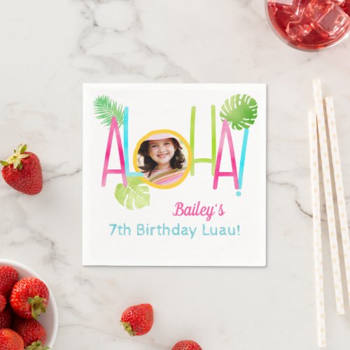 Aloha Luau Birthday Tropical Photo Napkins