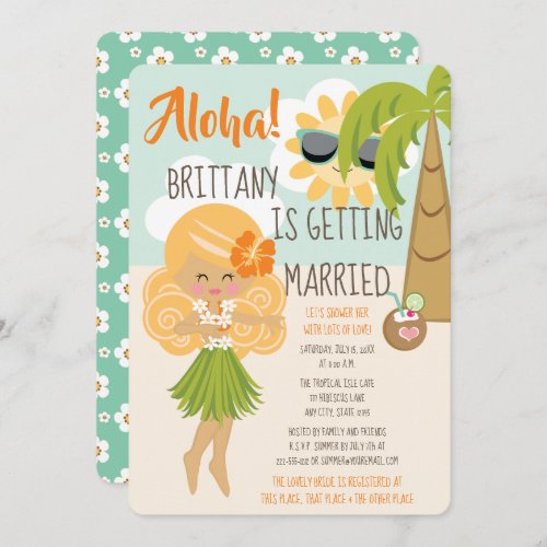 Aloha Luau Bridal Shower Blonde Invitation