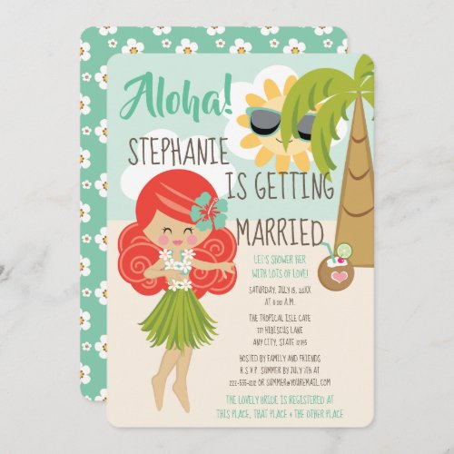 Aloha Luau Bridal Shower Redhead Invitation