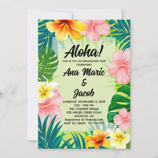 Aloha Luau Engagement Party Shower invitation (Front)