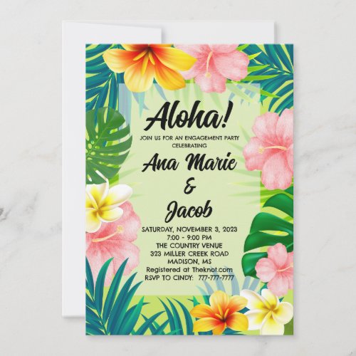 Aloha Luau Engagement Party Shower invitation