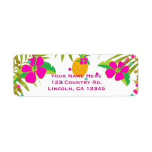 Aloha Luau Girls Tropical Birthday Party Label