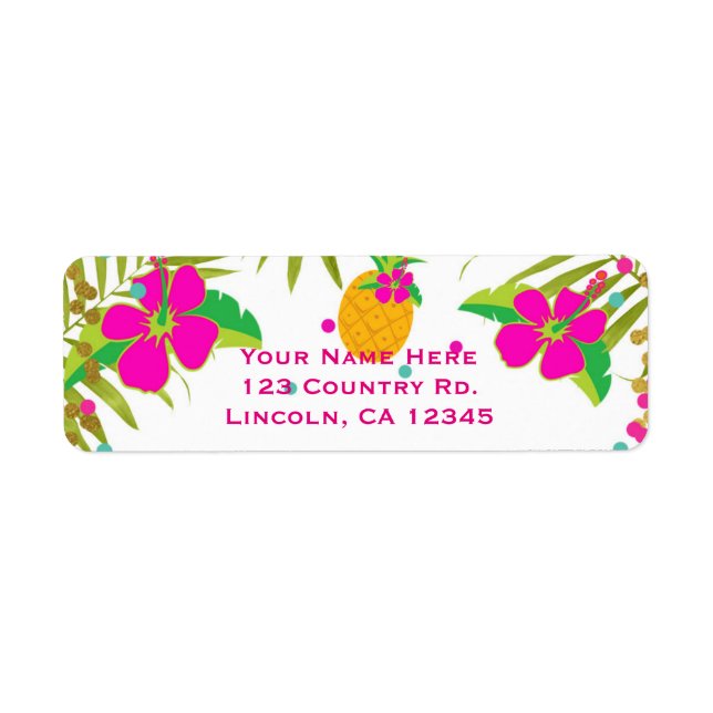 Aloha Luau Girls Tropical Birthday Party Label (Front)