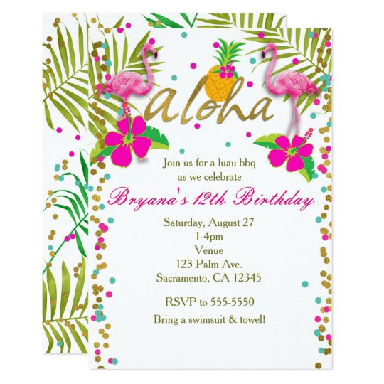 Hawaiian Luau Birthday Party Invitation | Zazzle.com