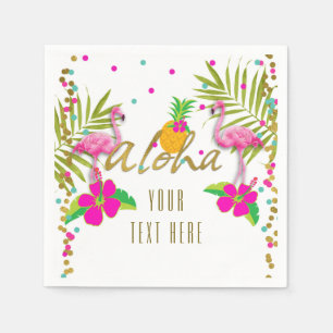 Aloha Luau Girls Tropical Flamingo Party Napkins