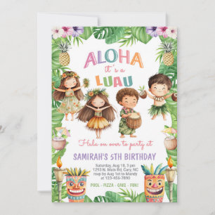 Aloha Luau Hawaiian birthday invite, hula on over. Invitation