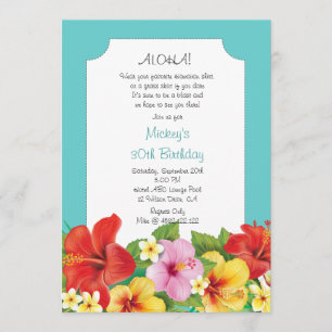 Aloha! Luau Hawaiian Birthday Party Invitation