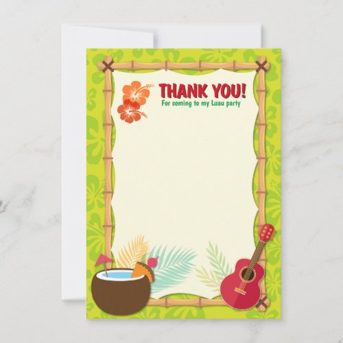 Aloha Luau Hawaiian Tropical Birthday Baby Shower Thank You Card