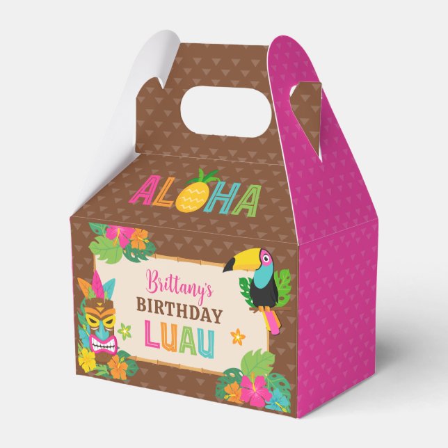 Aloha Luau Hawaiian Tropical Birthday Favor Boxes (Front Side)