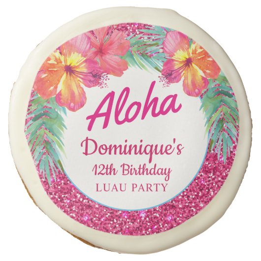 Aloha Luau Hawaiian Tropical Hibiscus Sugar Cookie (Front)