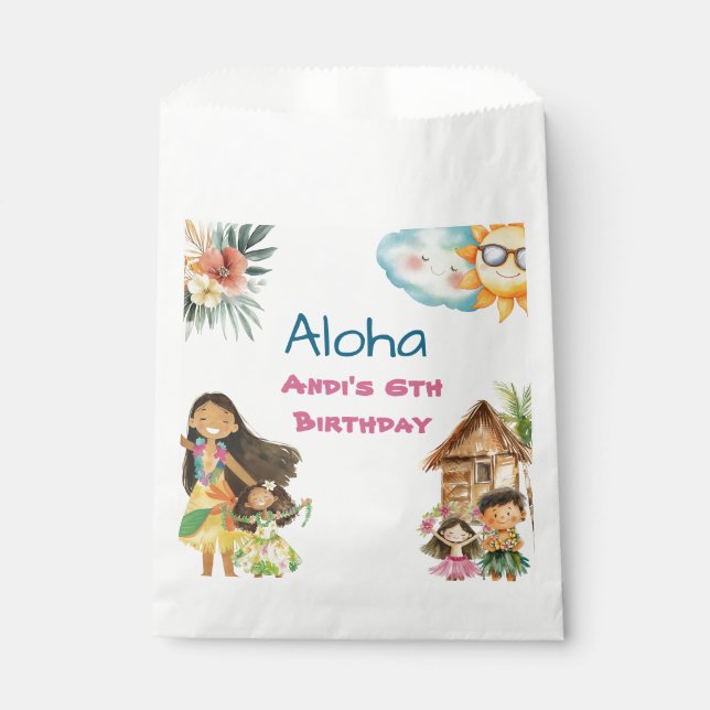 Aloha Luau Kids Birthday  Favor Bag (Front)