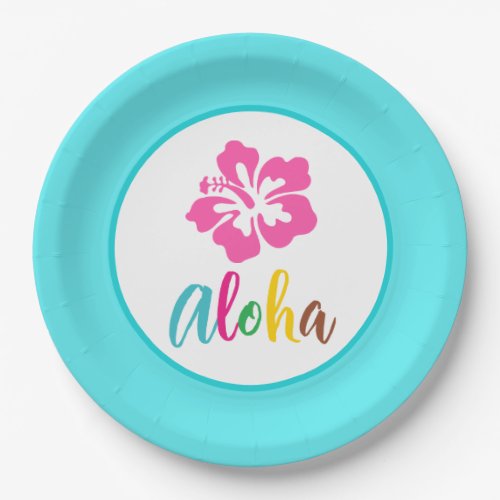 Aloha Luau Party Tropical Hibiscus Paper Plates