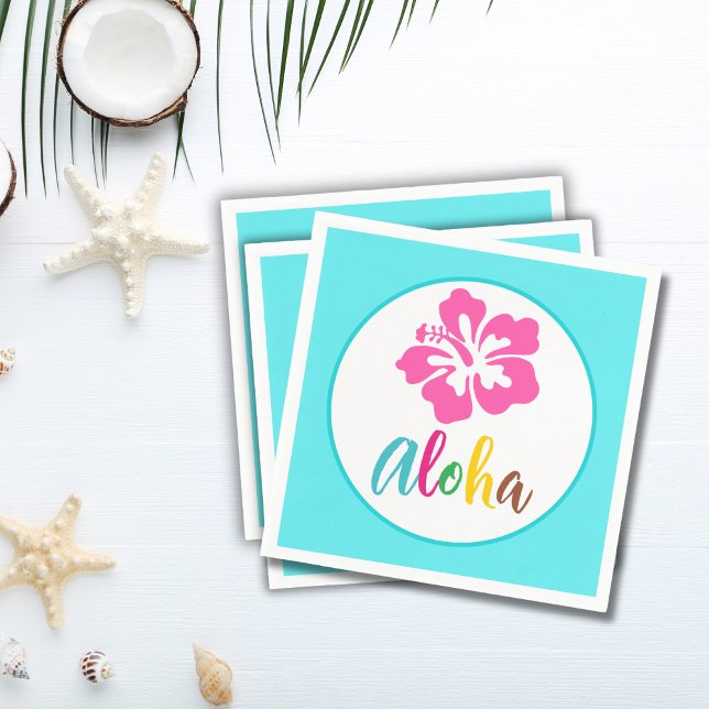 Aloha Luau Party Tropical Hibiscus Summer Paper Napkins (Creator Uploaded)
