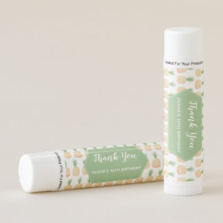 Aloha Luau Pineapple Pattern Thank You Party Favor Lip Balm