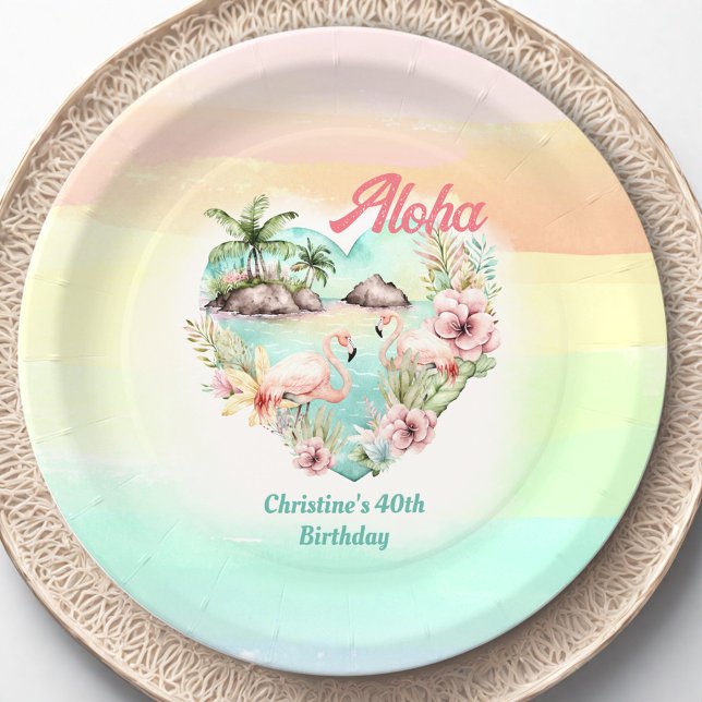 Aloha Luau Summer 40th Birthday Beach Tropical Paper Plates (Aloha Luau Summer 40th Birthday Beach Tropical Paper Plates)