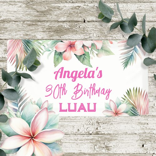 Aloha Luau Tropical Adult Birthday Banner