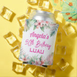 Aloha Luau Tropical Adult Birthday Can Cooler<br><div class="desc">Adult themed Hawaiian tropical beach floral watercolor graphic luau party.
Custom,  personalized,  editable download</div>