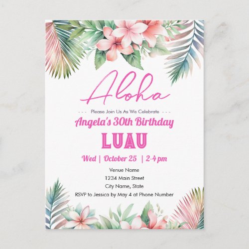 Aloha Luau Tropical Adult Birthday