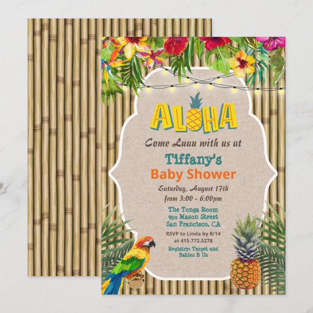 Aloha Luau Tropical Baby Shower Invitation (Front/Back)