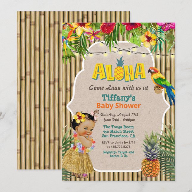 Aloha Luau Tropical Baby Shower Invitation (Front/Back)