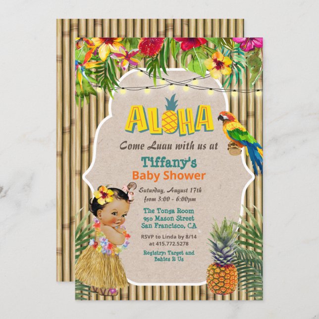 Aloha Luau Tropical Baby Shower Invitation (Front/Back)