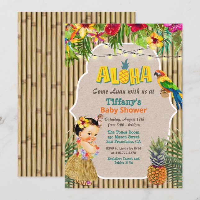 Aloha Luau Tropical Baby Shower Invitation (Front/Back)