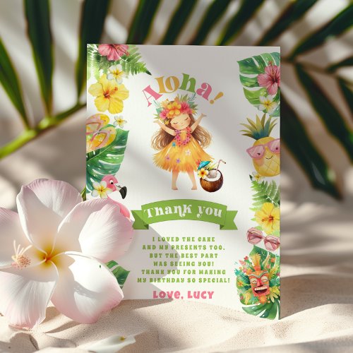 Aloha Luau Tropical birthday party  Thank You Card