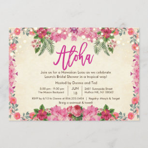 Aloha Luau Tropical Bridal Shower Invitation