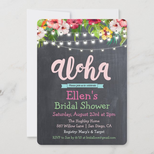 Aloha Luau Tropical Bridal Shower Invitation (Front)