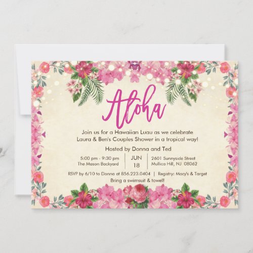 Aloha Luau Tropical Couples Shower Invitation