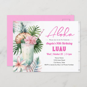 Aloha Luau Tropical Drink Adult Birthday Postcard