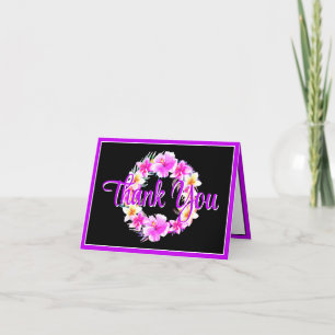 Aloha Luau Tropical Floral Graduation Letterpress Thank You Card