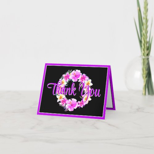 Aloha Luau Tropical Floral Graduation Thank You Card