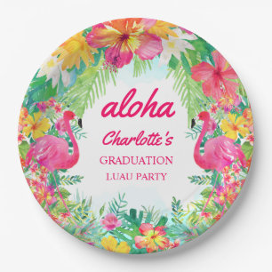 Aloha Luau Tropical Graduation Party Paper Plate