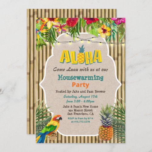 Aloha Luau Tropical Housewarming Invitation