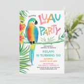 Aloha Luau Tropical Parrot Birthday Invitation (Standing Front)