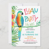 Aloha Luau Tropical Parrot Birthday Invitation (Front)