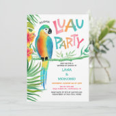 Aloha Luau Tropical Parrot Couples Shower Invitation (Standing Front)