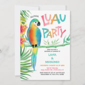 Aloha Luau Tropical Parrot Couples Shower Invitation (Front)