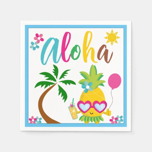 Aloha Luau Tropical Party Pineapple Paper Napkins