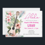 Aloha Luau ukulele 60th Birthday Invitation<br><div class="desc">Adult themed Hawaiian tropical beach floral watercolor graphic luau party. Available as a digital download printable.
Custom,  personalized,  editable download ukulele</div>