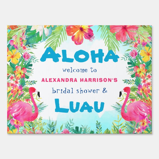 Aloha Luau Wedding Bridal Shower Welcome Sign (Front)