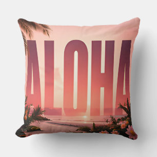 Aloha Luxury Island Editorial Graphic Collection Throw Pillow